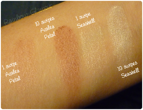 All of the swatches are on bare skin, so they'll be a little brighter with primer